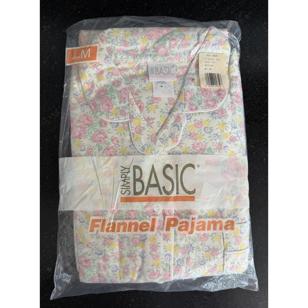 Vtg 90s‎ Walmart Simply Basic Flannel Pajamas Floral USA NWT Medium Cottagecore